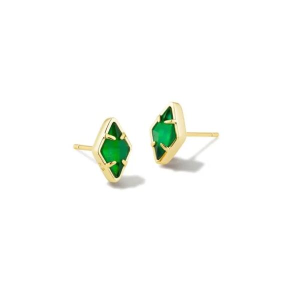 *SOLD* NWT! Kendra Scott Kinsley Stud Earrings Gold Kelly Green Illusion - Picture 3 of 5